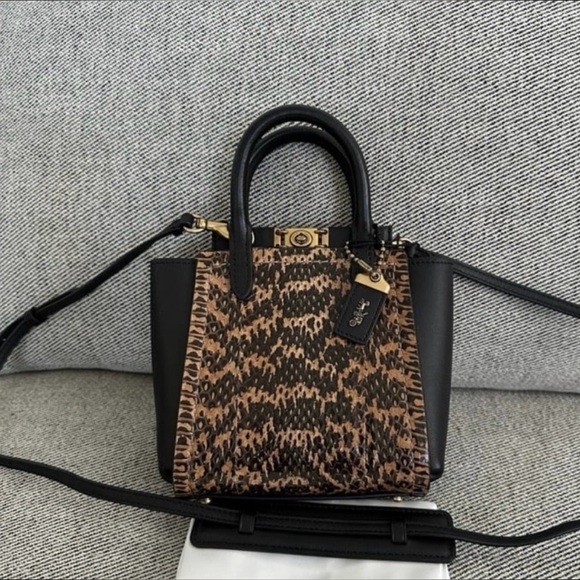 Coach Handbags - NWT Coach 1941 Troupe Tote 16 Genuine Snakeskin Black Crossbody